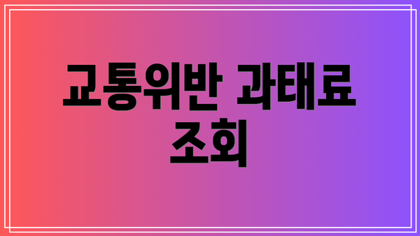 교통위반 과태료 조회