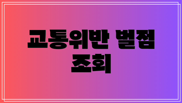 교통위반 벌점 조회