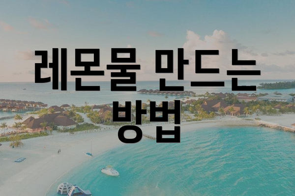 레몬물 만드는 방법