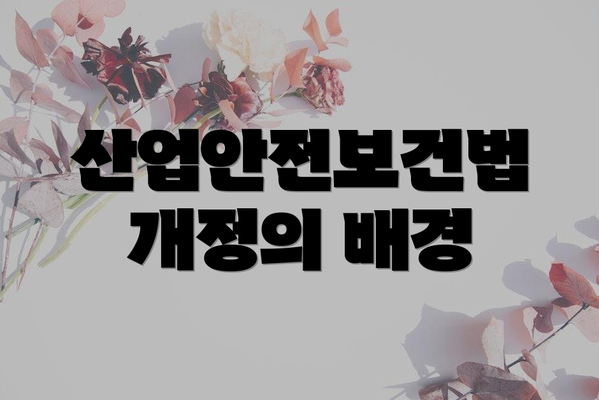 산업안전보건법 개정의 배경