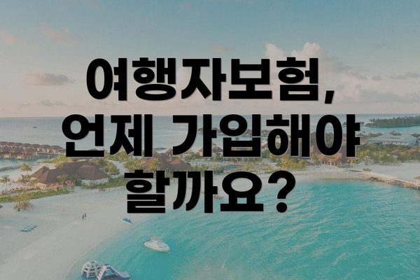 여행자보험, 언제 가입해야 할까요?