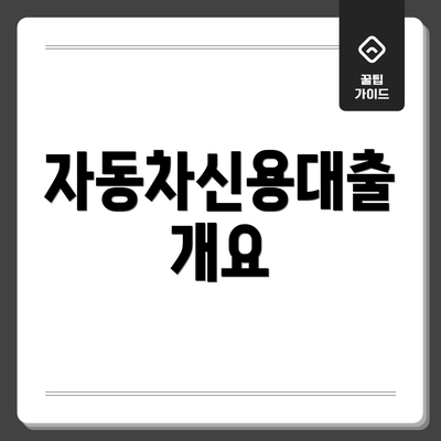자동차신용대출 개요