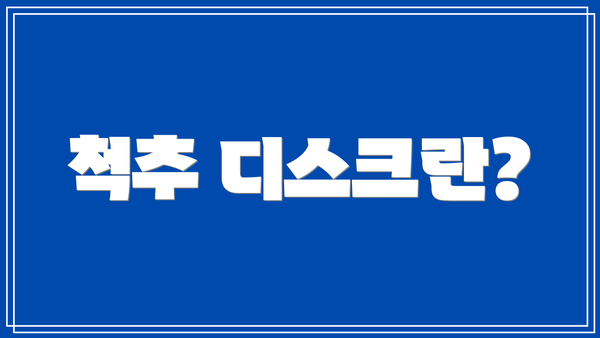 척추 디스크란?