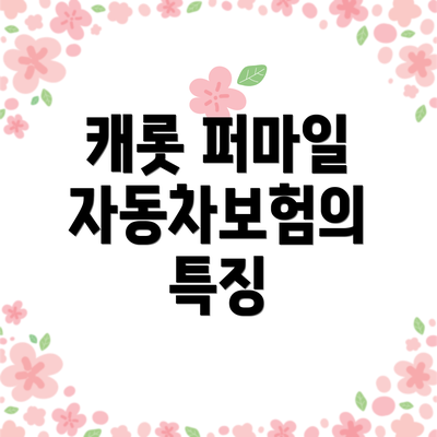 캐롯 퍼마일 자동차보험의 특징