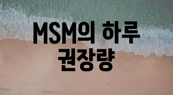 MSM의 하루 권장량