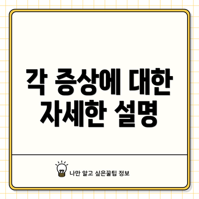 각 증상에 대한 자세한 설명