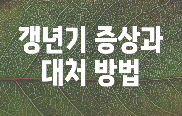 갱년기 증상과 대처 방법