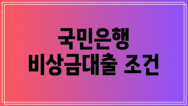 국민은행 비상금대출 조건