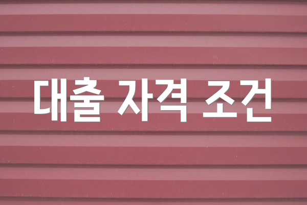 대출 자격 조건