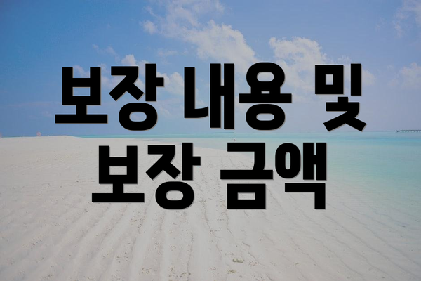 보장 내용 및 보장 금액