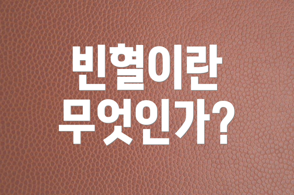 빈혈이란 무엇인가?