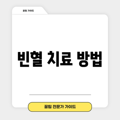 빈혈 치료 방법