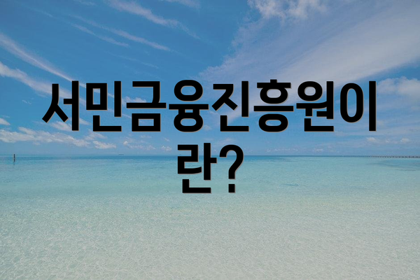 서민금융진흥원이란?