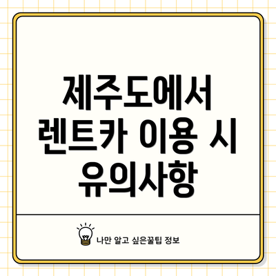 제주도에서 렌트카 이용 시 유의사항
