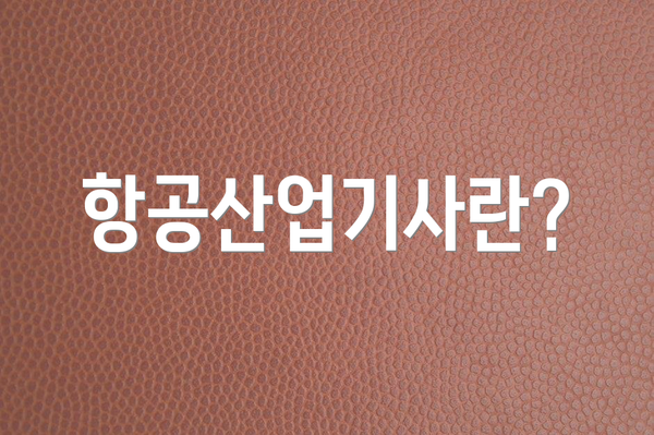 항공산업기사란?