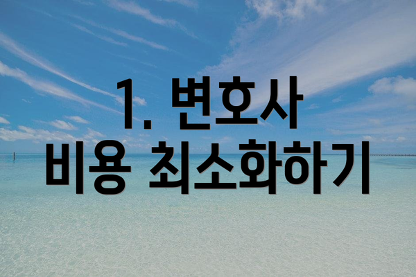 1. 변호사 비용 최소화하기