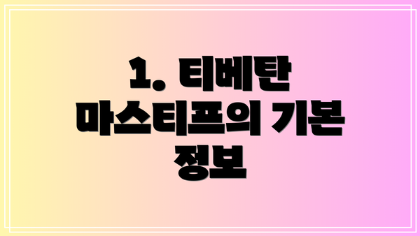 1. 티베탄 마스티프의 기본 정보