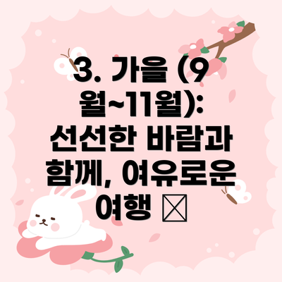 3. 가을 (9월~11월): 선선한 바람과 함께, 여유로운 여행 🍂