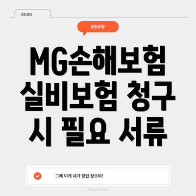 MG손해보험 실비보험 청구 시 필요 서류