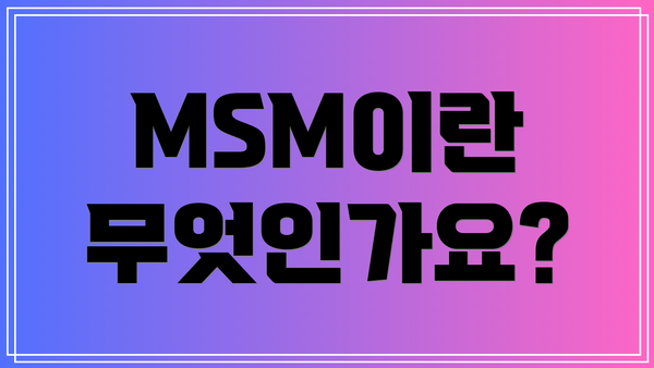 MSM이란 무엇인가요?