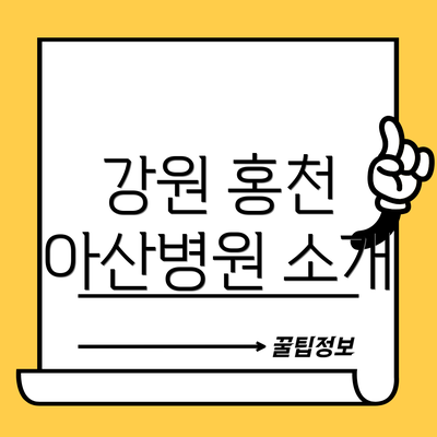 강원 홍천 아산병원 소개