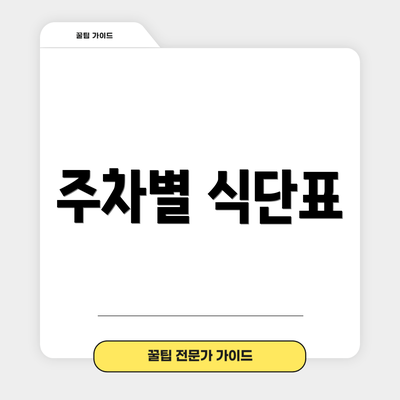 주차별 식단표