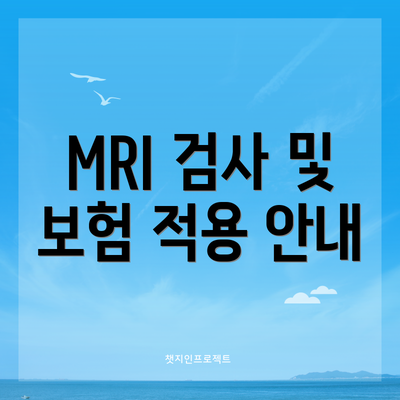 MRI 검사 및 보험 적용 안내