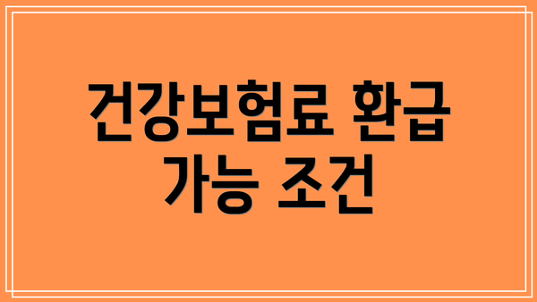 건강보험료 환급 가능 조건
