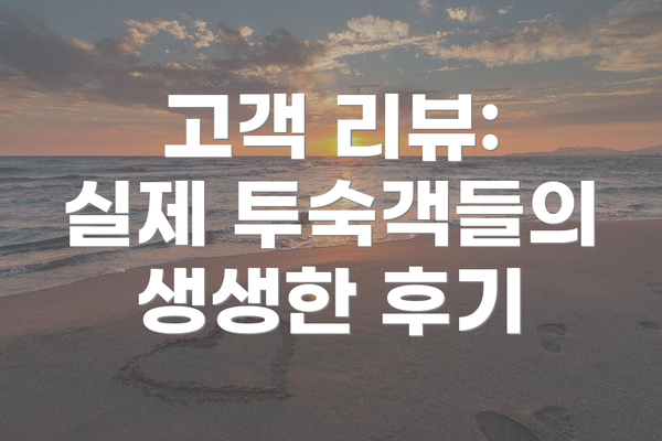 고객 리뷰: 실제 투숙객들의 생생한 후기