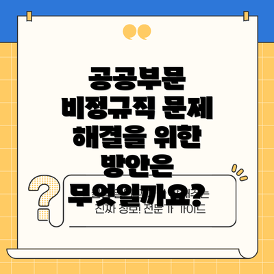 공공부문 비정규직 문제 해결을 위한 방안은 무엇일까요?