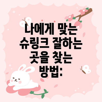 나에게 맞는 슈링크 잘하는 곳을 찾는 방법: