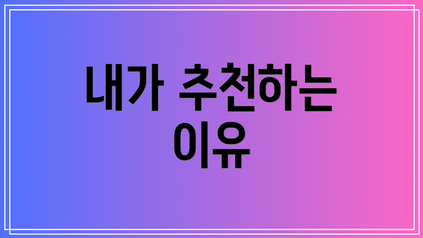 내가 추천하는 이유
