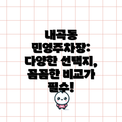 내곡동 민영주차장: 다양한 선택지,  꼼꼼한 비교가 필수!