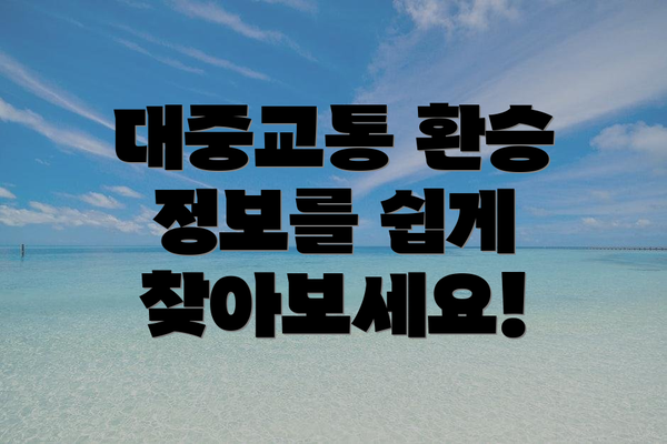 대중교통 환승 정보를 쉽게 찾아보세요!