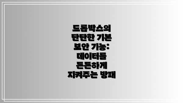 드롭박스의 탄탄한 기본 보안 기능: 데이터를 든든하게 지켜주는 방패