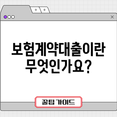 보험계약대출이란 무엇인가요?