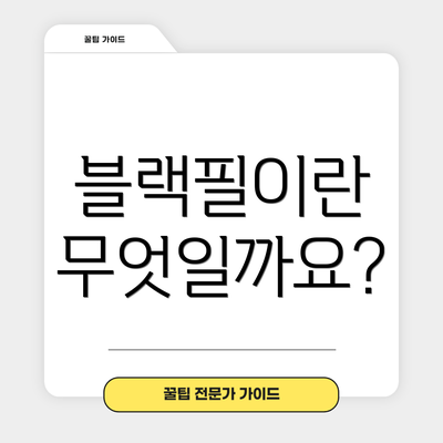 블랙필이란 무엇일까요?