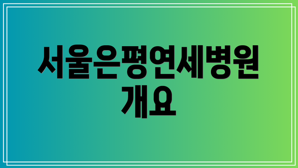 서울은평연세병원 개요