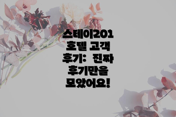 스테이201 호텔 고객 후기:  진짜 후기만을 모았어요!
