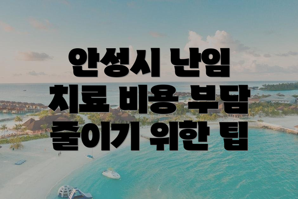 안성시 난임 치료 비용 부담 줄이기 위한 팁