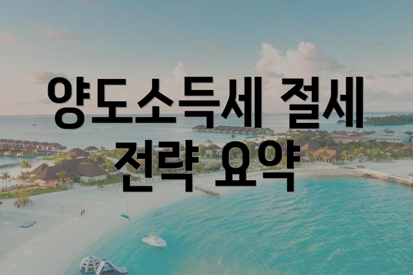 양도소득세 절세 전략 요약