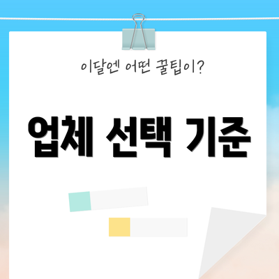 업체 선택 기준