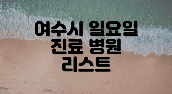여수시 일요일 진료 병원 리스트