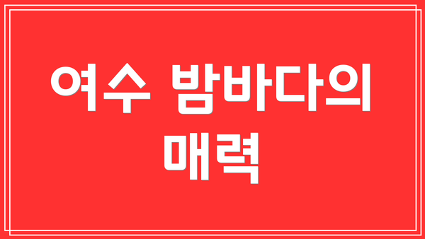 여수 밤바다의 매력