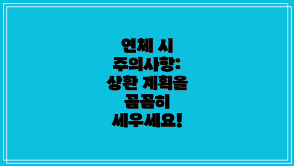 연체 시 주의사항:  상환 계획을 꼼꼼히 세우세요!