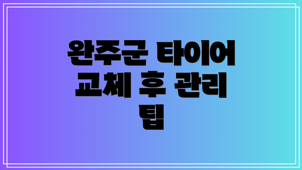 완주군 타이어 교체 후 관리 팁