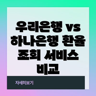 우리은행 vs 하나은행 환율 조회 서비스 비교