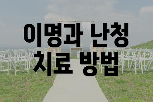 이명과 난청 치료 방법