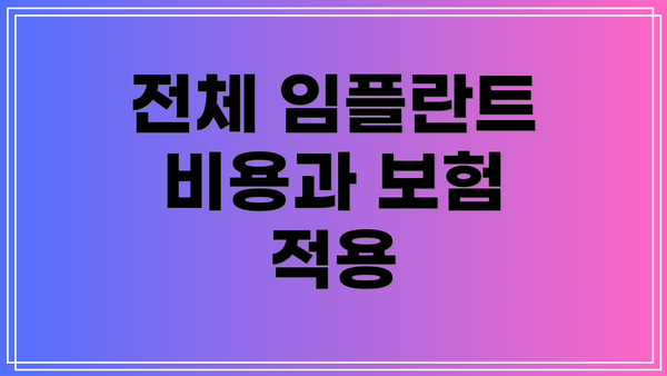 전체 임플란트 비용과 보험 적용