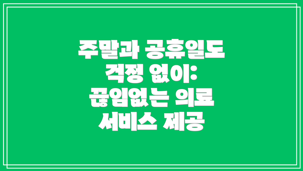 주말과 공휴일도 걱정 없이: 끊임없는 의료 서비스 제공